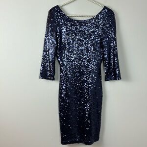 Lulus blue sequin dress SIZE M   HOLIDAY DRESS.  PROM DRESS